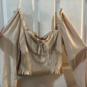 Cropped Off-Shoulder Long-Sleeve